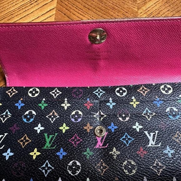 Authentic Louis Vuitton Monogram Multicolor Noir Sarah Women's Wallet - Picture 8 of 9